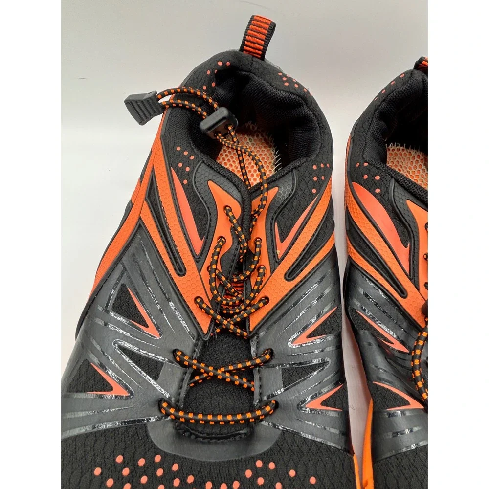 L-RUN Men's Water Shoes EU 47 US 13 Black Orange Barefoot Beach Quick Dry Hiking